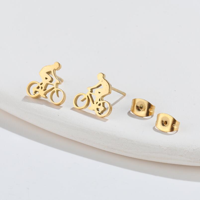 Original Design Bicycle Titanium Steel Ear Studs Plating No Inlaid Stainless Steel Earrings display picture 6