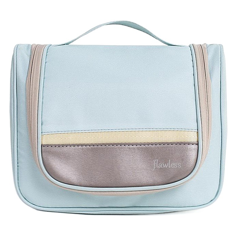 Flos poliéster doble bolsa abierta con gran capacidad portátil gancho bolsa de lavado portátil impermeable bolsa de cosméticos al por mayor