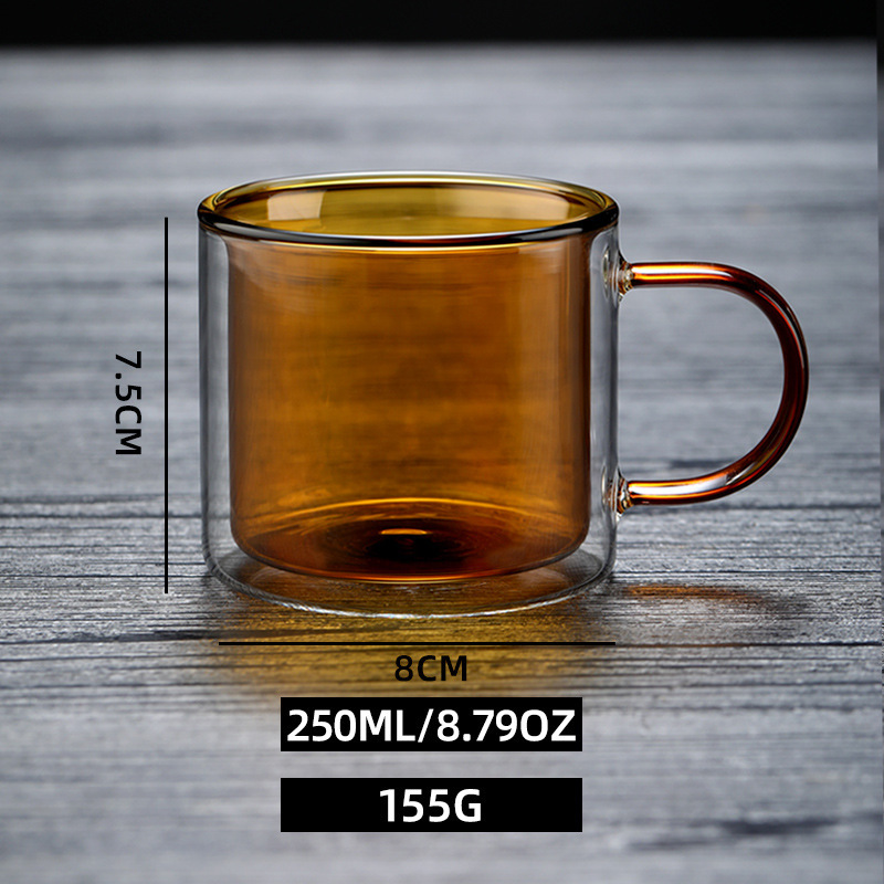 双层高硼硅玻璃杯家用喝水杯咖啡杯泡茶杯马克杯水杯套装耐高温|undefined