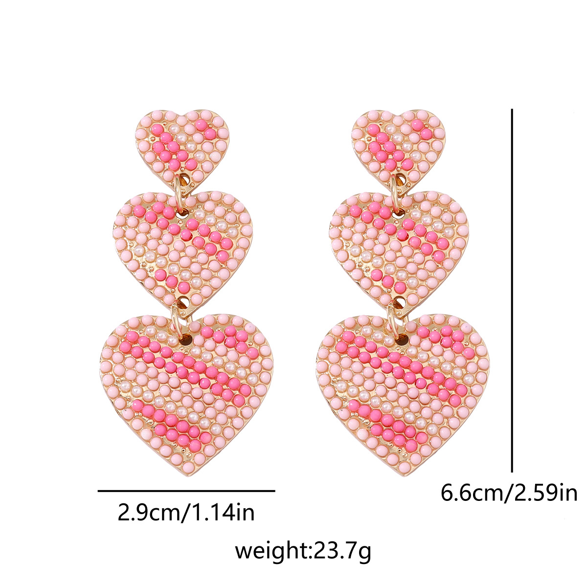 26g Weight 1 Pair Cute Sweet Heart Shape Inlay Alloy Artificial Pearls Rhinestones Drop Earrings