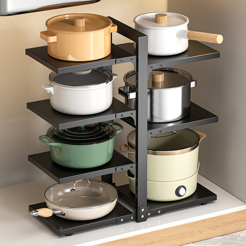 メーカー直販鍋棚棚多層調節可能なシンク戸棚の中の壁の隅のテーブルの野菜の収納棚