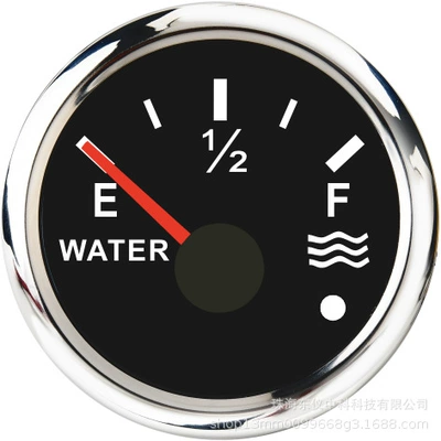52mm car truck truck speedboat yacht water level gauge fuel gauge fuel gauge water level gauge water level sensor (automobile instrument) - 2-point-meter-black-background-and-silver-edge-0-190o