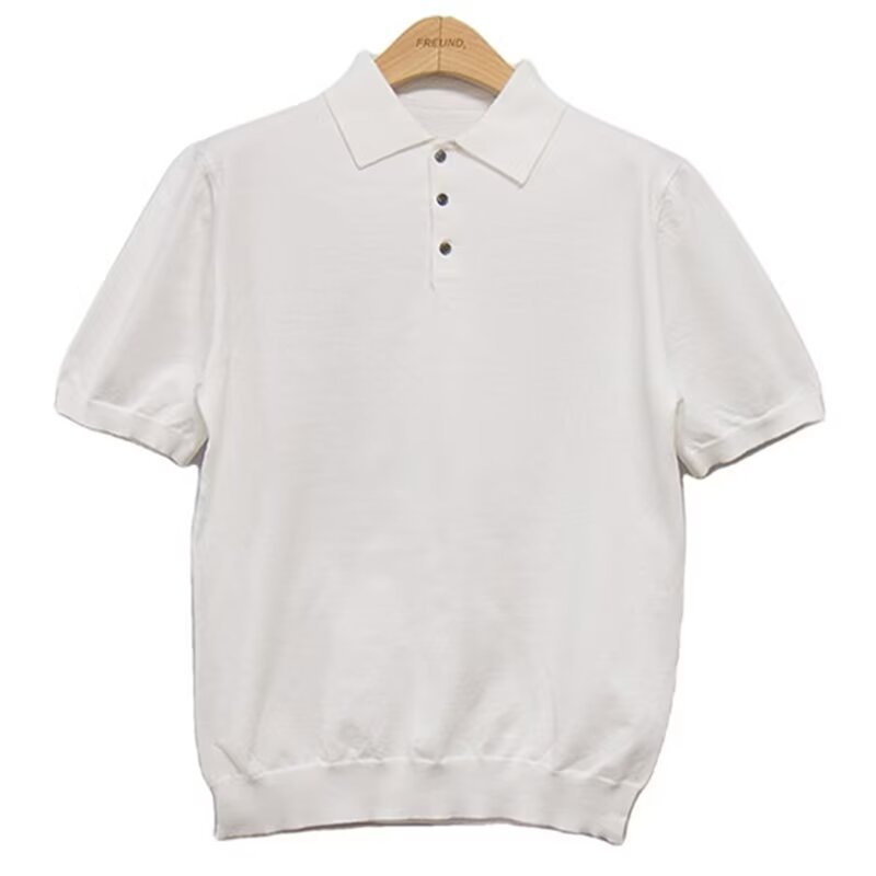 Camisa POLO casual delgada de estilo de verano de estilo maduro ligero, camiseta simple de moda retro americana, hombre de moda de manga corta