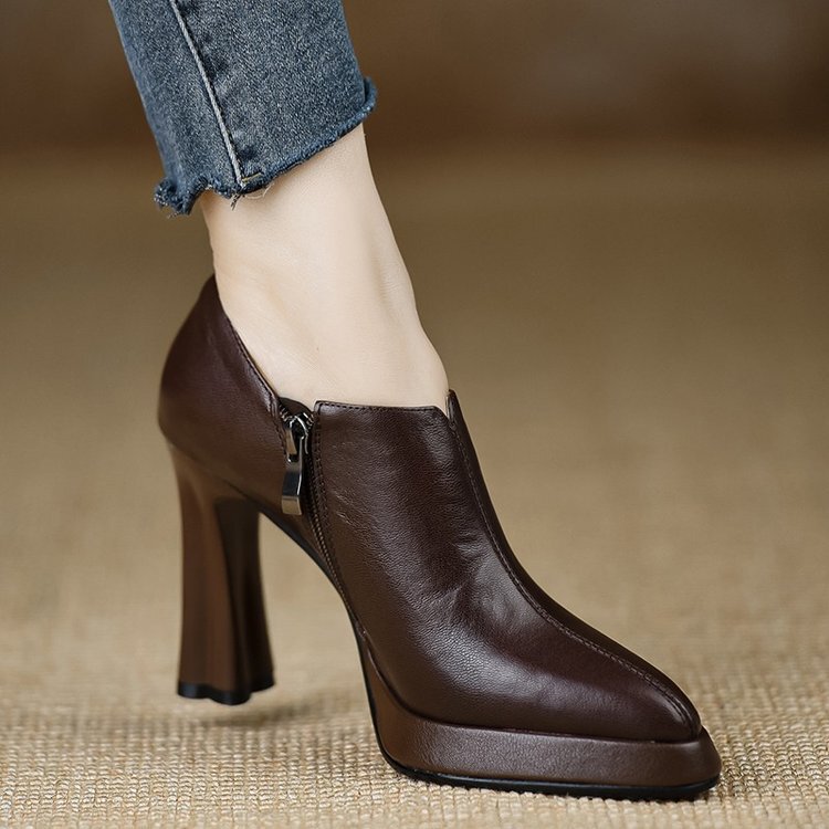 2026 Spring and Autumn Chunky Heel High Heels for Women, New Pointed Toe Style with Waterproof Platform and Side Zipper 2026 Spring and Autumn Chunky Heel High Heels for Women, New Pointed Toe Style with Waterproof Platform and Side Zipper