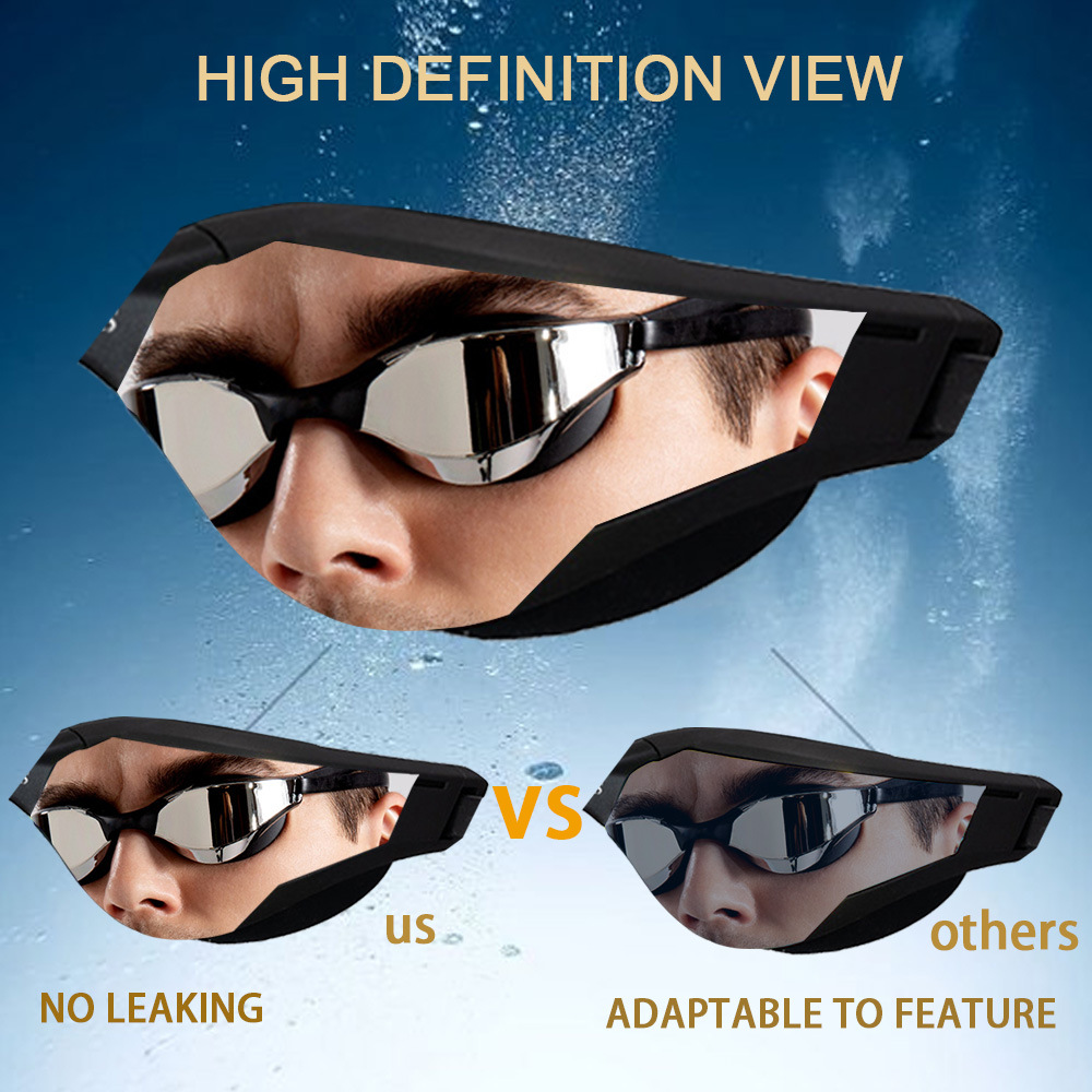 Gafas de Natación Profesionales de Gran Angular para Carreras, PC y Silicona, Antivaho image 4