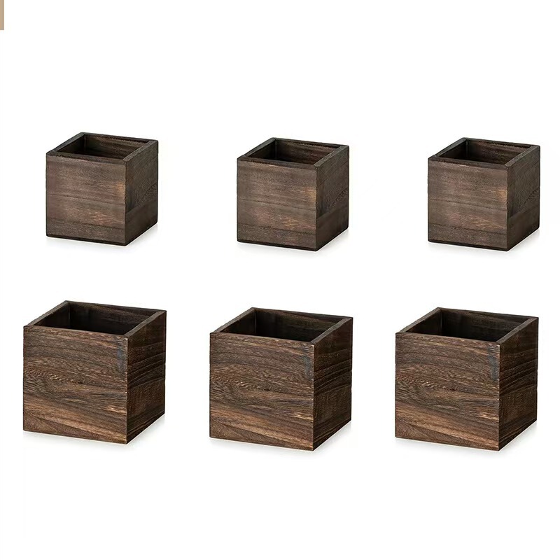 In-Stock Wooden Box Without Lid, Square Wedding Storage Box, Small Box, Desktop Miscellaneous Items Wooden Storage Box, Universal Wooden Box