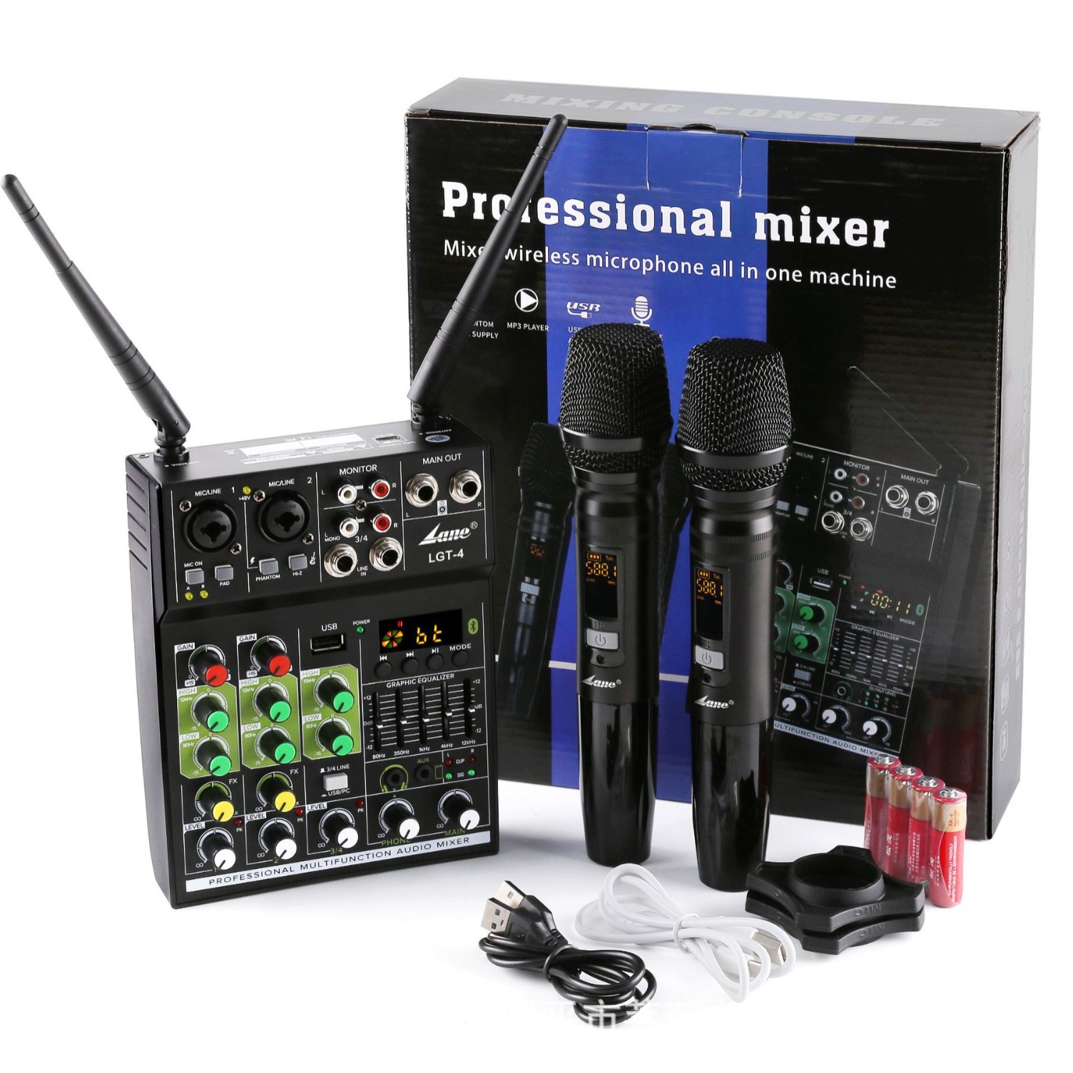 lane莱茵 LGT—4 调音台 2路带混响USB无线 舞台演出K歌调音台