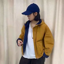 2025秋冬连帽棉衣外套女水洗斜纹棉布拼接撞色休闲时尚百搭上衣潮