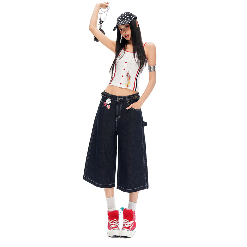 【New Product】2026 Summer Denim｜American Retro Wide-Leg Straight Loose Washed Vintage Street Style Cropped Pants