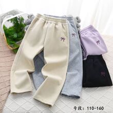 特价跑量款春季儿童运动裤女孩中童休闲长裤卡通字母华棉复合卫裤