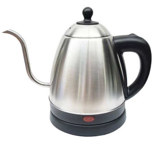 Electric stainless steel hand brewing kettle, gooseneck kettle, coffee pot, boiling kettle, coffee appliance, European plug with lid 1.2L