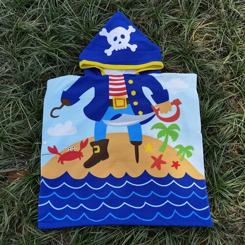Children's Towel Cape, Mermaid Surfing Speed Dry Swimsuit with Hat, Wearable Beach Towel, Bath Dress, Robe