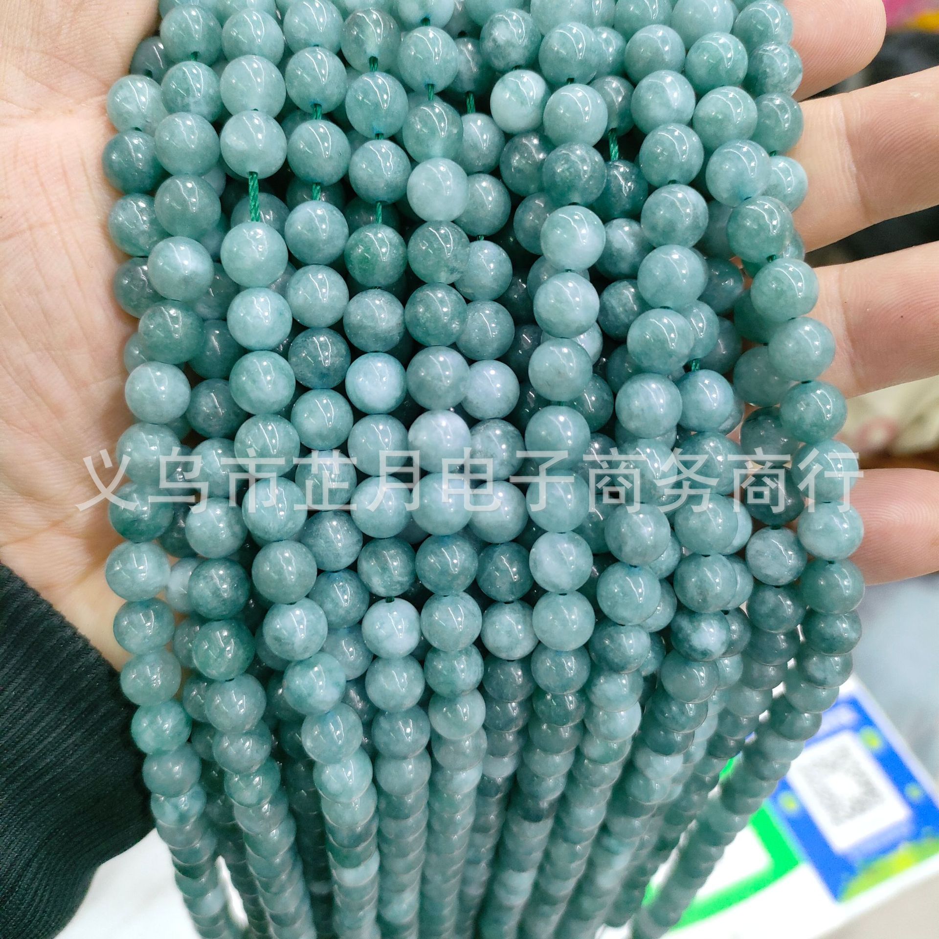 Optimized A grade jadeite bean green stone powder beads large hole round beads jade beads bracelet necklace DIY materials wholesale 