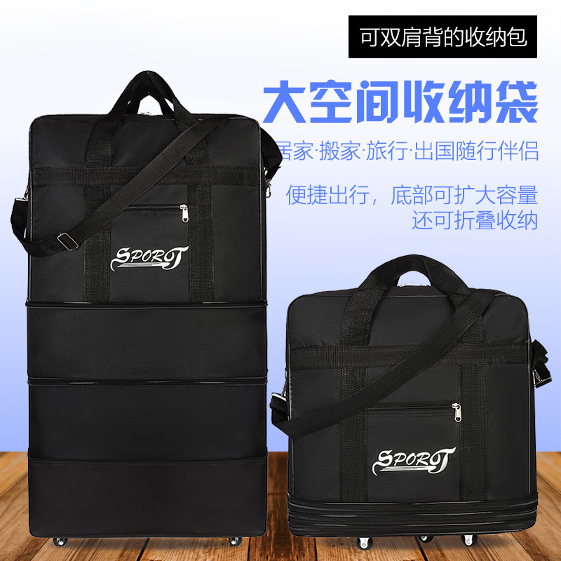 Bolsa de embarque corta de gran capacidad bolsa de viaje para hombres y mujeres bolsa de almacenamiento plegable con ruedas bolsa de tela portátil con tirón bolsa de fitness
