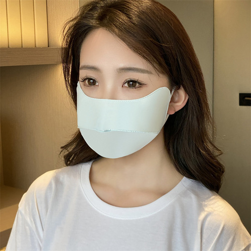  New Sun Protection Eye Corner Summer Women's Ice Silk Gradient Outdoor Ear Hanging Korean Style Sunshade Mask Wholesale