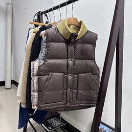 秋冬字母刺绣立领羽绒马甲背心女装