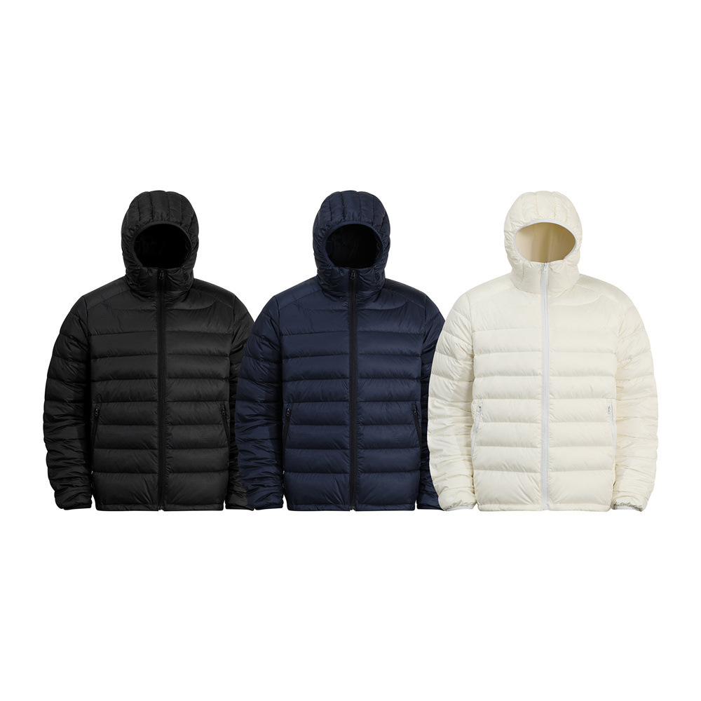 Hoody Rib down Jacket Men's New National Standard 90 White Duck down Light Hooded Winter Cold-Proof and Warm Couple Jacket