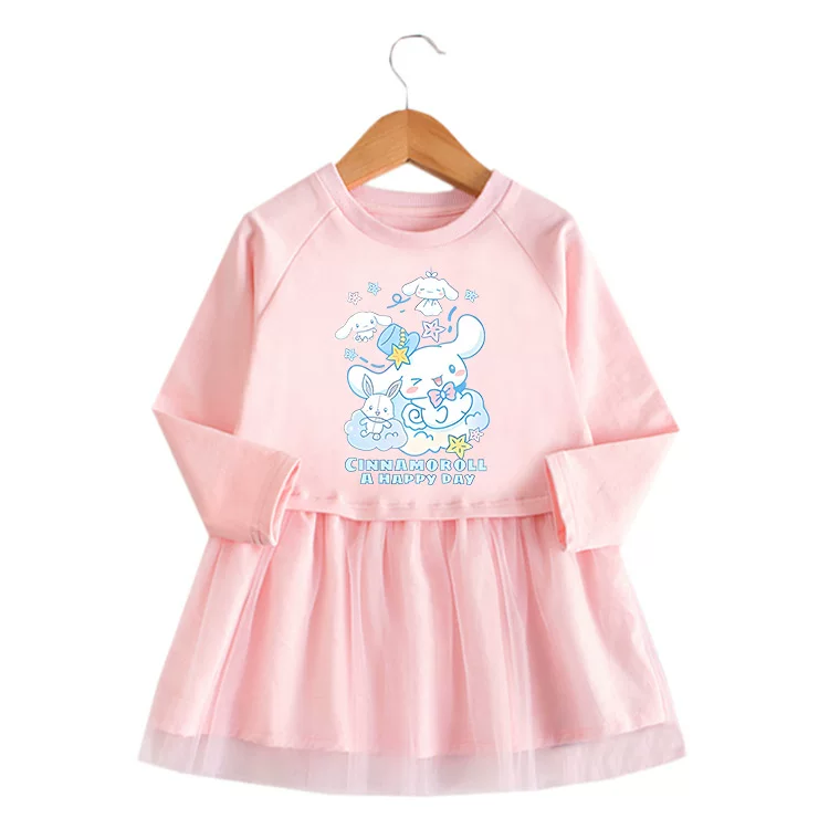 Autumn cartoon dress, long-sleeve, children's small princess costume, 2023, Korean style