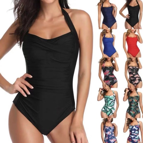European and American style one-piece swimsuit, close-fitting swimsuit, solid color European and American style women's tankini in Lianing Huludao