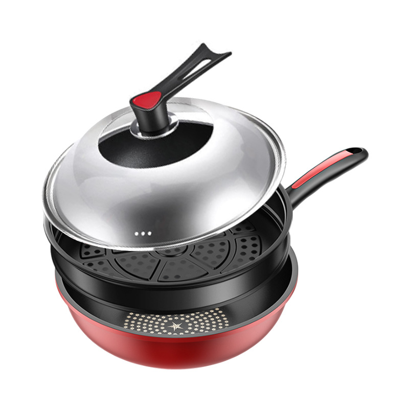 Nuevo tipo de sartén casera antiadherente, salsa de pescado frita, salsa de filete frita, hierro fino, calderas de platos fritas, sartén general al por mayor