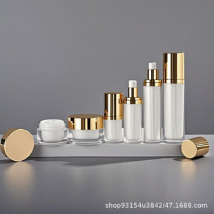 Source Factory Acrylic Electroplated Gold 100ml Water Emulsion Bottle 50g Cream Bottle Skin Care Product Set Bottle Small Batch Order