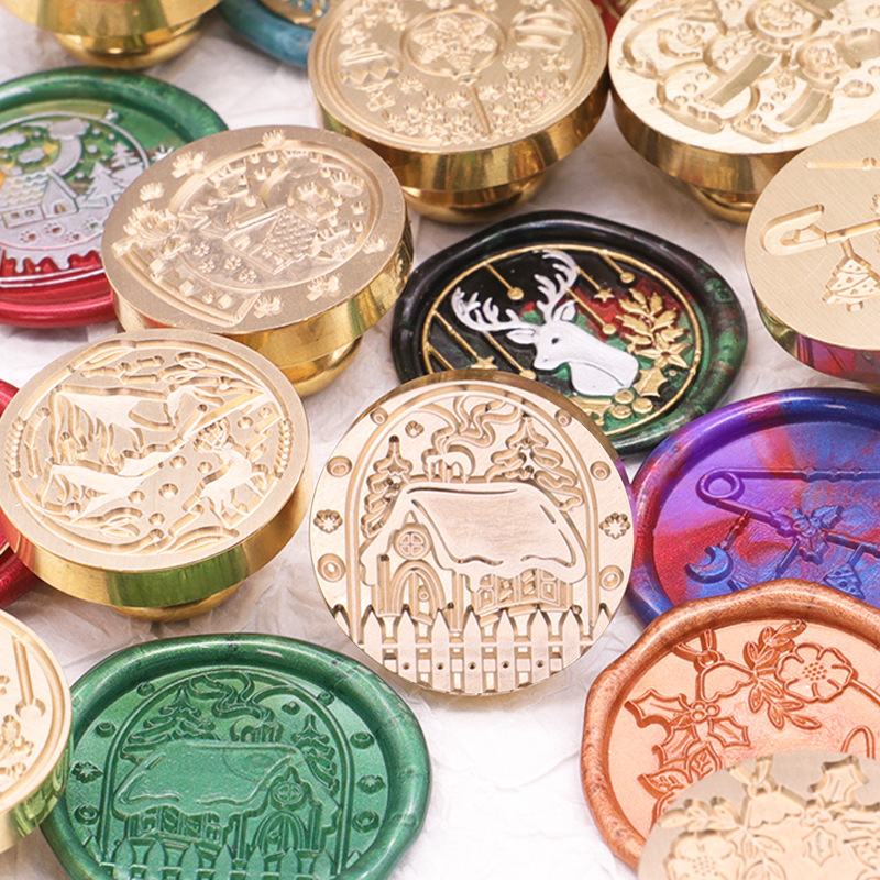 Color europeo pintura de fuego sello cabeza elk muñeco de nieve serie de navidad en relieve tarjeta de felicitación de navidad sobre sellado regalo de víspera de navidad