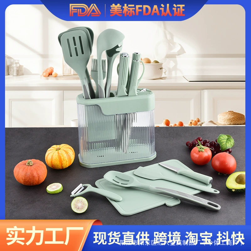 Silicone kitchenware, set, knife, storage system, new collection, 17 pieces