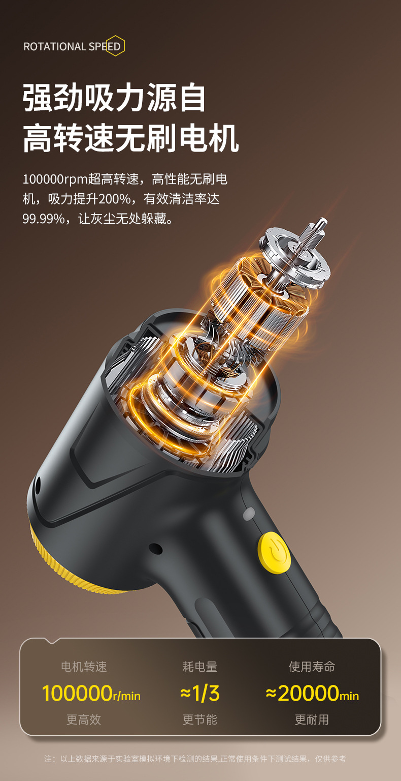 Factory direct car vacuum cleaner brushless one-button inverted dust steel net cost-effective wireless car vacuum cleaner wholesale