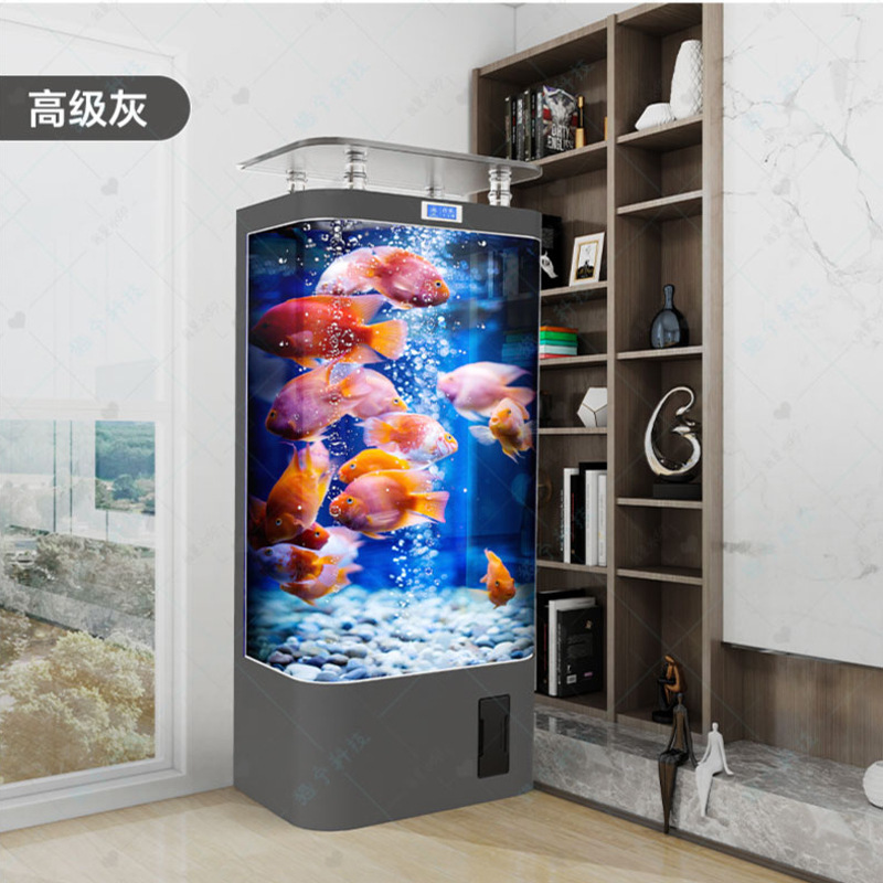 2025新款智能金鱼缸客厅家用中型立式过滤一体生态玻璃免换水族箱|undefined