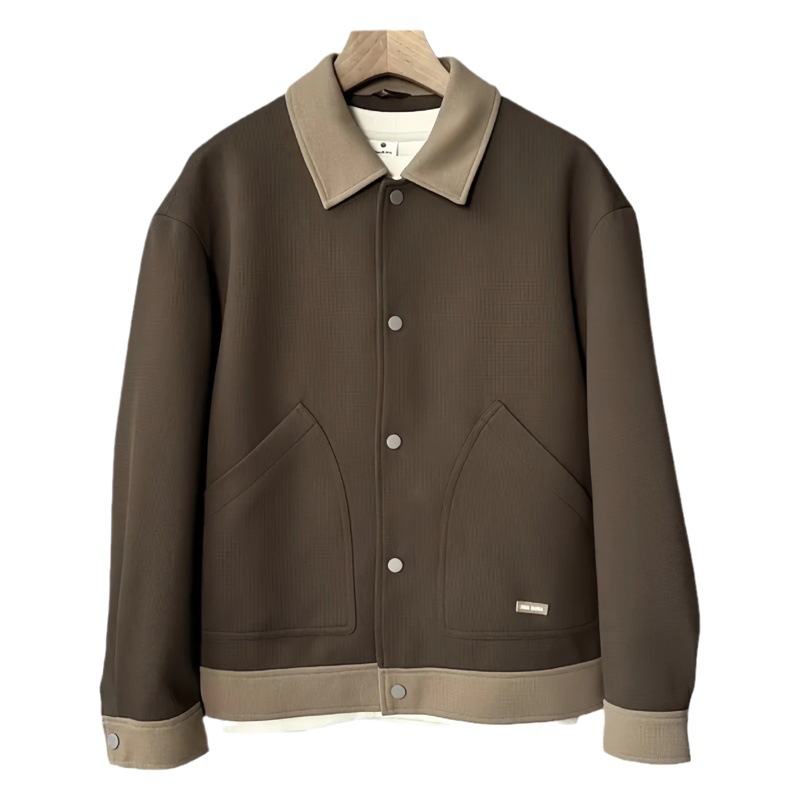 Primavera y otoño nuevos hombres chaqueta contraste color costura diseño simple casual Top Suelta todo-juego capa Hua