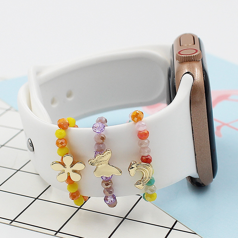 For apple watch watch 38mm silicone strap decorative ring decorative nail fan bead decorative ring