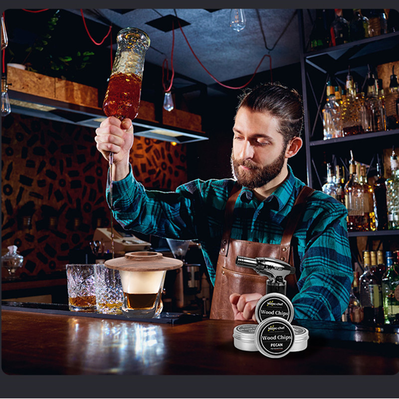 Caja de madera de haya transfronteriza cóctel ahumador caja de regalo juego bar barman whisky hielo vino piedra ahumador