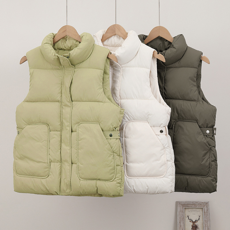 Gran chaleco de algodón de plumón para mujeres otoño y invierno corto grueso ropa de pan nuevo chaleco coreano chaqueta de caballo chaqueta de moda