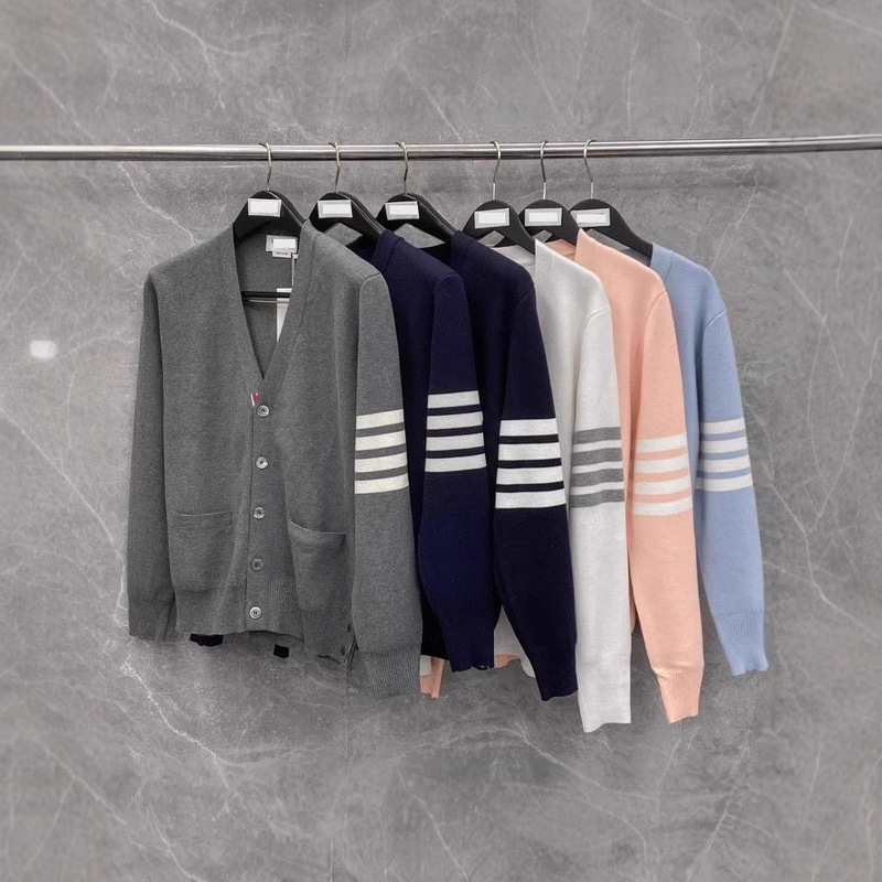 Cardigan Men's and Women's High Version Classic Striped V-Neck Lazy Sweater Classic Loose Couple's Knitted Jacket