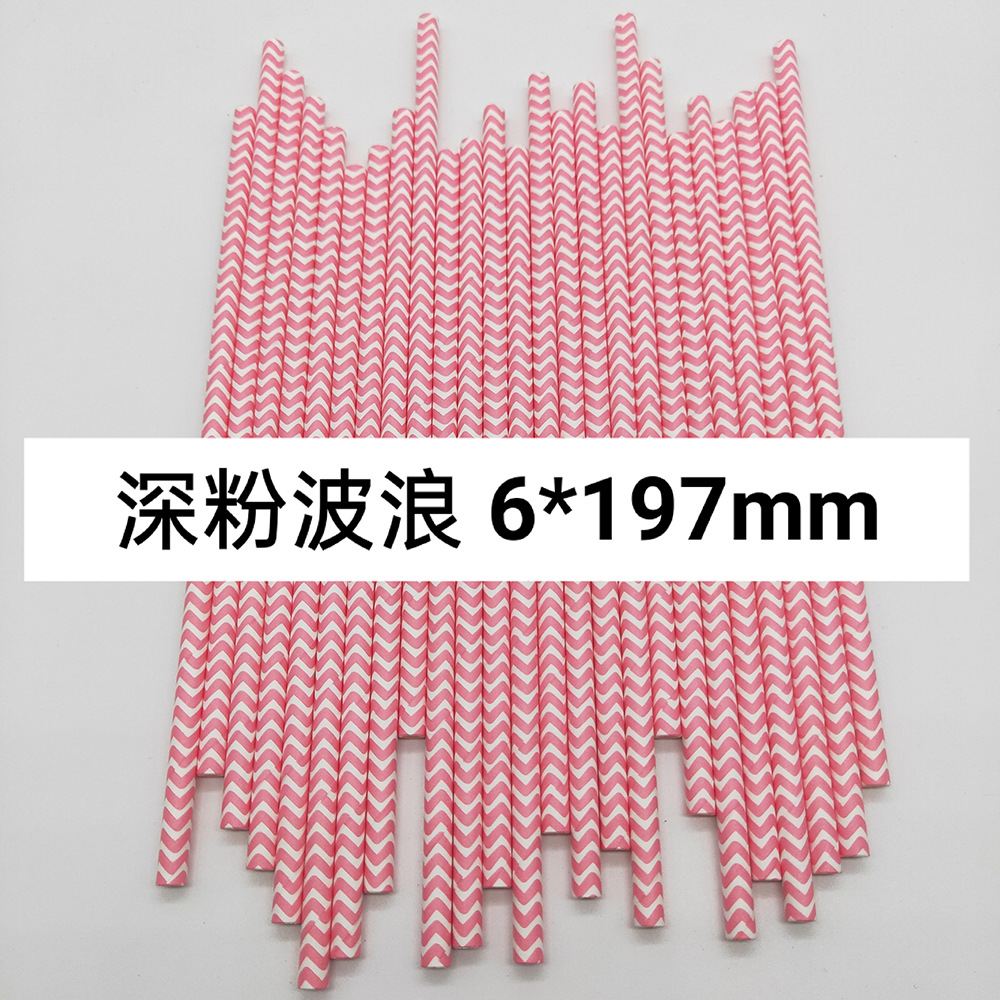 Combinación de color rosa paja de papel desechable degradable papel Kraft bar fiesta postre pastel decoración tubo de beber tubo recto