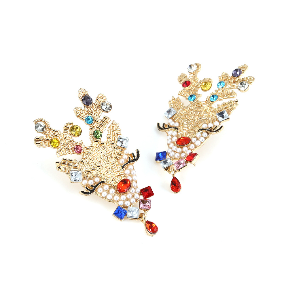 Fashion Elk Imitation Pearl Alloy Rhinestone Women's Earrings 1 Pair display picture 2