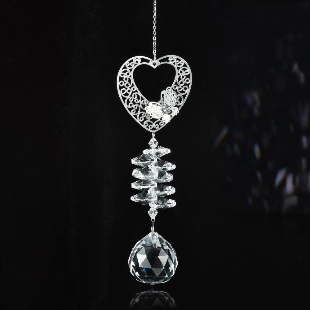 Atrapasol de Cristal Transparente con Forma de Corazón y Mariposa, Colgante de Bola de Cristal para Iluminación, Proveedor de Amazon