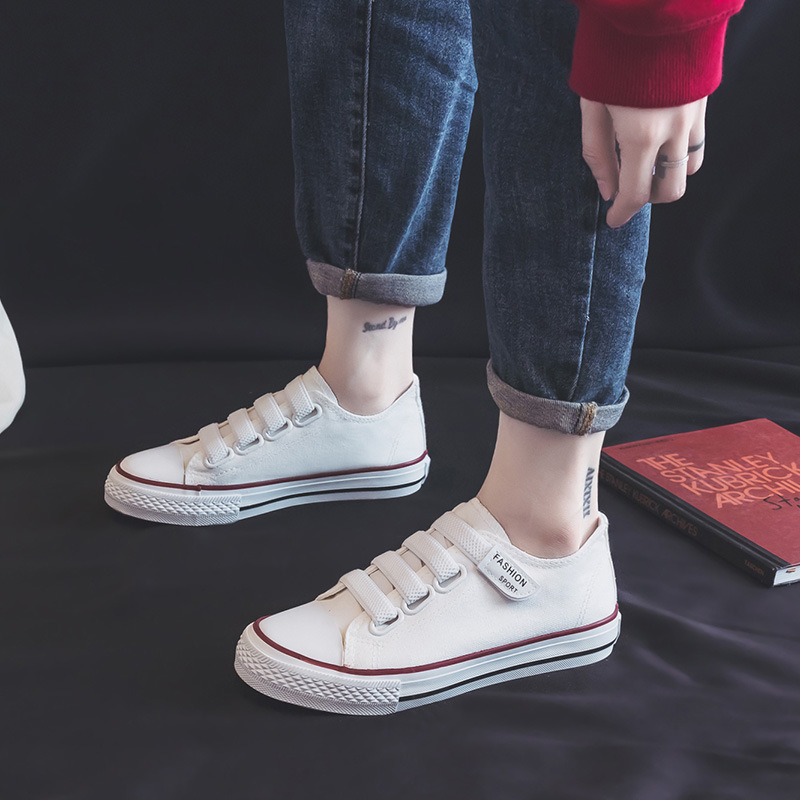 2023 nuevos zapatos de lona de estudiante de velcro zapatos de mujer slip-on mocasines sin encaje todo partido zapatillas de deporte casuales mujeres image 6