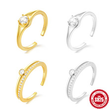 热销S925纯银水滴镶钻开口戒结婚寓意戒指环韩版网红气质食指戒指