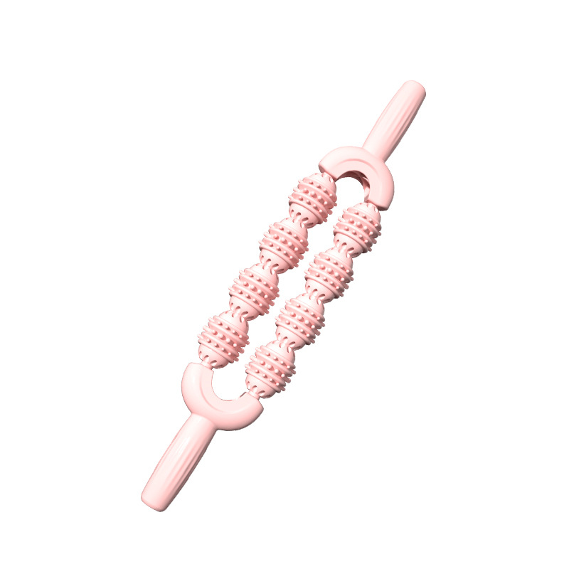 Palo de masaje de doble fila Palo de masaje de dientes de lobo de yoga Entrenamiento de integración sensorial Relajación de los músculos de la pantorrilla Eje de rodillo Masajeador de piernas