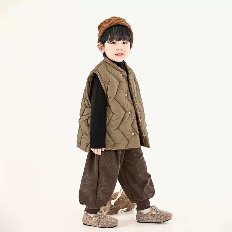 畅果童装男童马甲冬装新款儿童韩版绗棉马夹中小童复古保暖外套