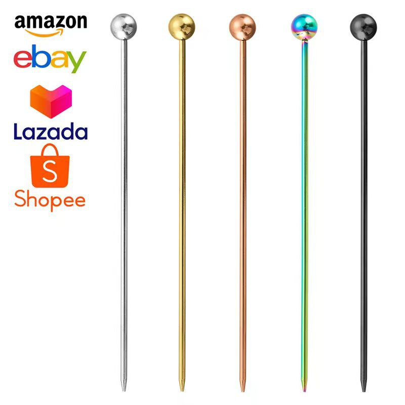 Cross-border 304 de acero inoxidable de alto aspecto ins estilo aguja de fruta cóctel postre plato de fruta decorativo palo de fruta