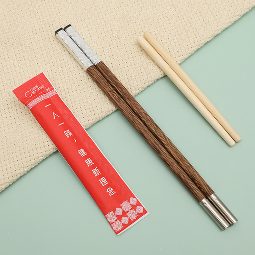 Disposable splicing chopsticks with replaceable heads and engraved LOGO for hotel, one chopstick per person, chicken wing wood hot pot chopsticks wholesale