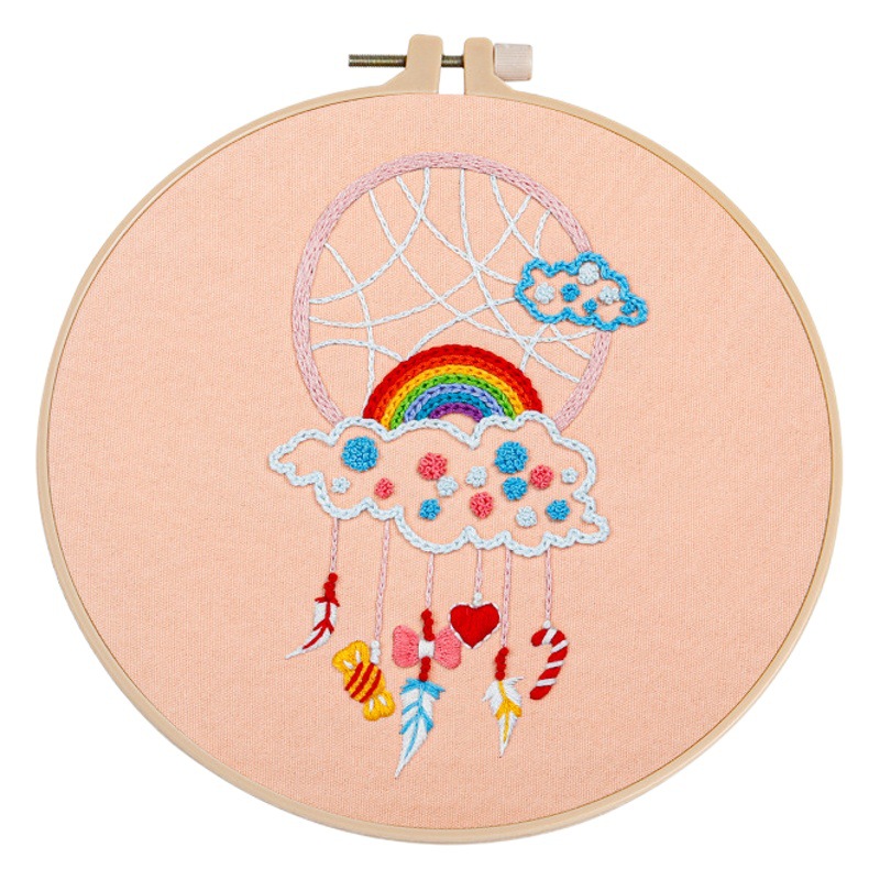 Paquete de material de bordado a mano de bricolaje original, kit de bordado de campanillas de viento, hermosas plumas de cuento de hadas, inglés europeo, transfronterizo