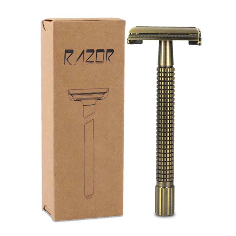 Retro Old-Fashioned Brass Razor Double-Sided Blade Anti-Scratch Safety Manual Razor Heavy-Duty Rotary Head
