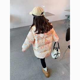 女童棉服2025新款冬装儿童洋气加厚中长款外套冬季小女孩网红上衣