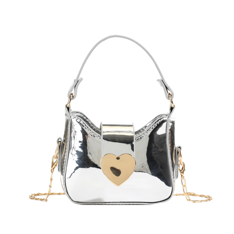 Bolso de hombro de niña brillante láser de moda, dulce y cariñoso mini bolso de bebé, nuevo bolso de cadena para niños, marea