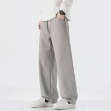 纯色休闲裤男装秋冬潮流宽松舒适阔腿裤百搭垂感珠帆布小弯刀长裤