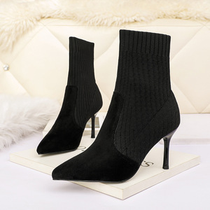 Thin heels， high heels， pointed toe， slim wool boots