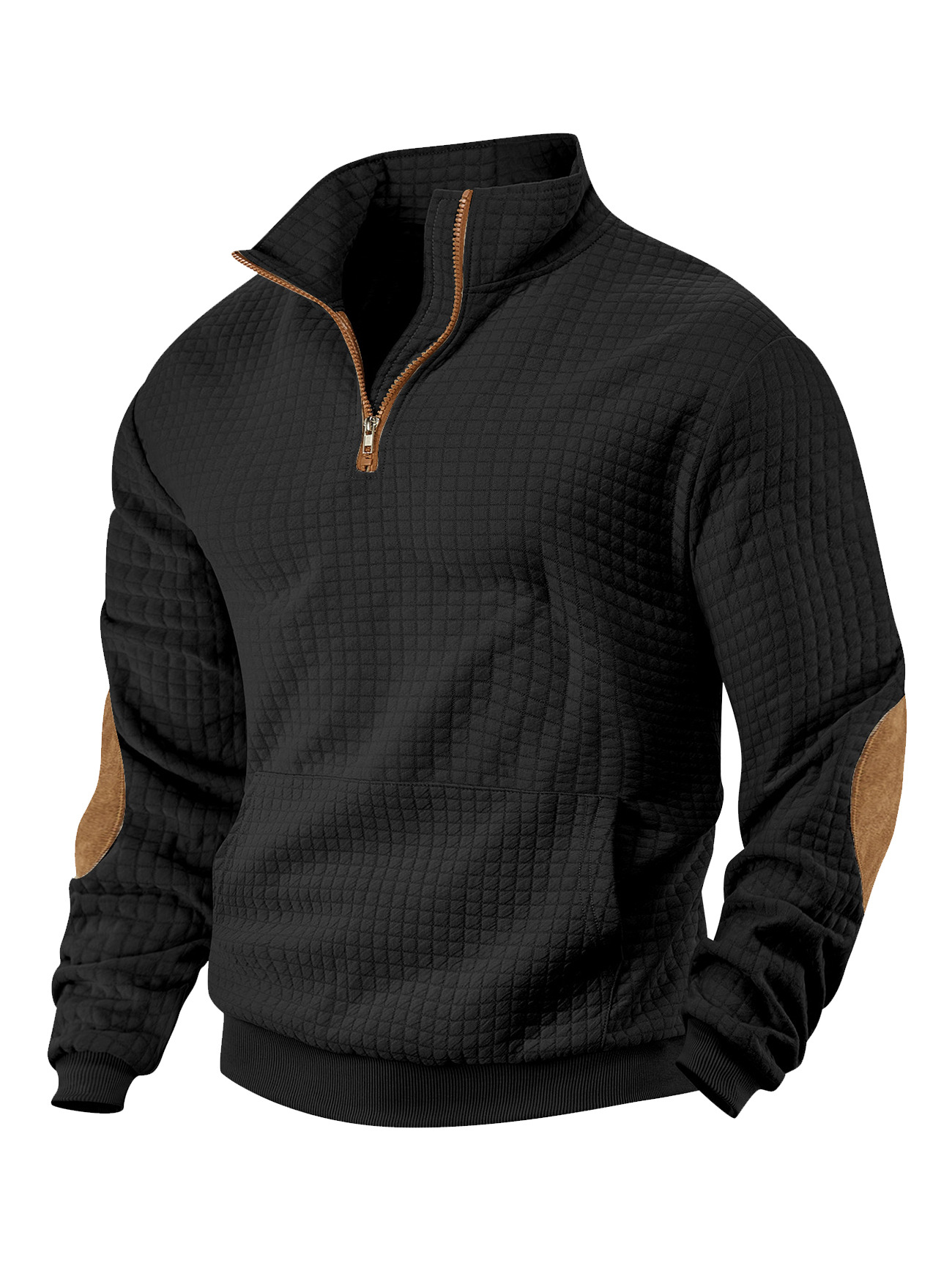 Europa y los Estados Unidos TK cross-border casual chaqueta deportiva Amazon Jacquard cuadrado pequeño cuello medio cremallera chaqueta waffle para hombre